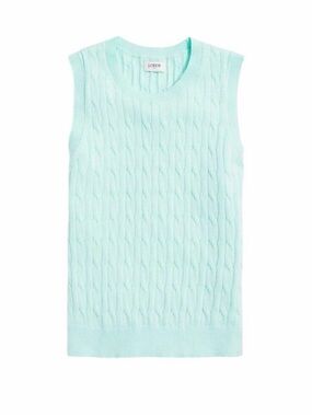 J Crew Cable Knit Sweater Shell
Vest Cotton Sleeveless Crew
Neck Mint Blue M
